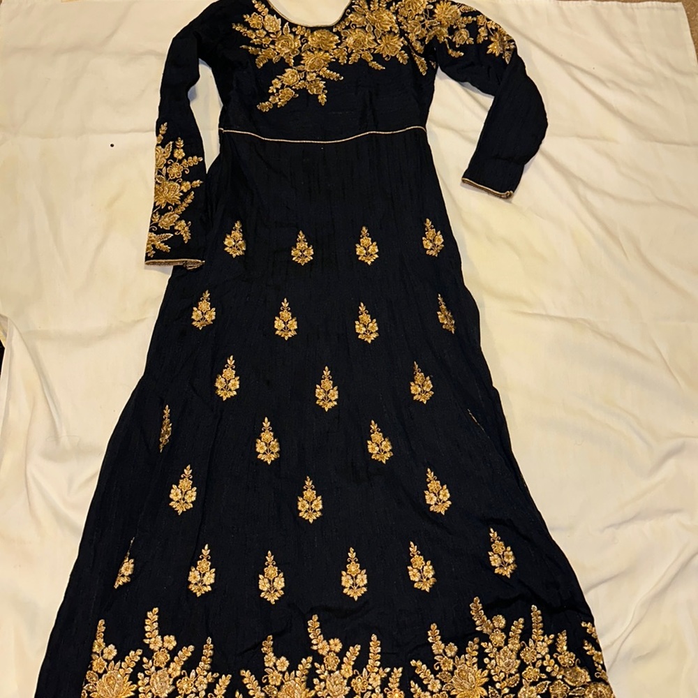 Blue and gold indian gown